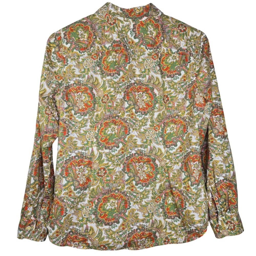 Talbots Petites Paisley Button Down Shirt Womens 12P Multicolor Roll Tab‎ Sleeve - Picture 2 of 10